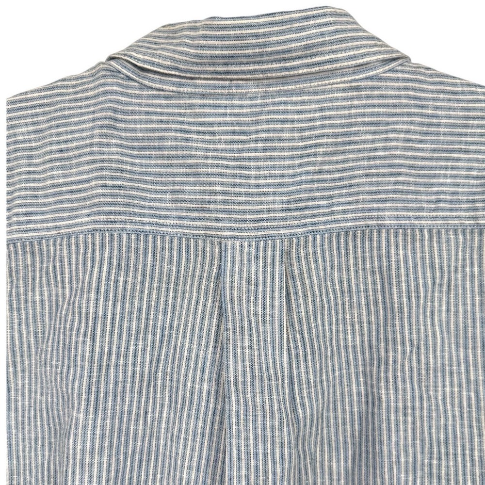 NWT Chaps Womens Cobble Ave Blue White Striped Linen Cotton Henley Shirt Size 3X - Picture 7 of 15